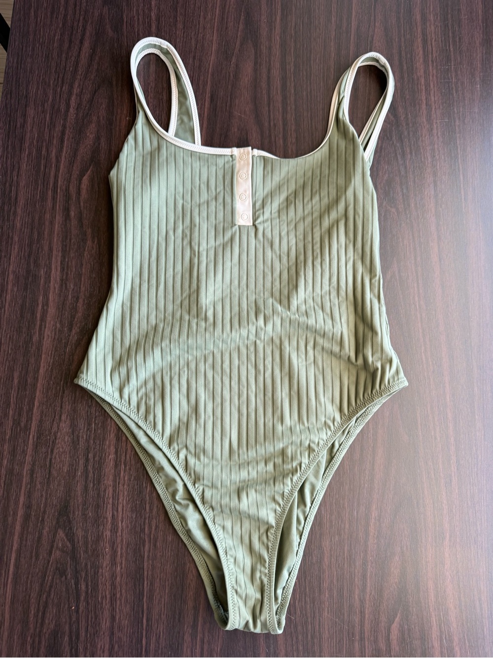 aerie Olive Green Ribbed One-Piece Cheeky Swimsuit